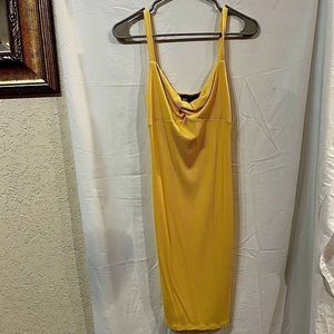 Yellow ribbed‎ knit dress